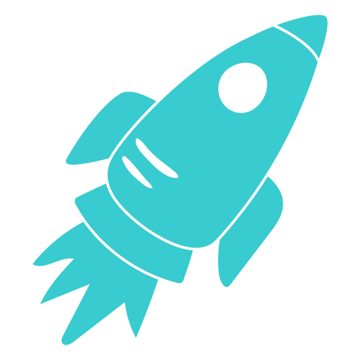 Rocket cut out turquoise PNG Design