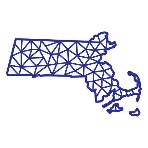 Massachusetts map polygonal PNG Design