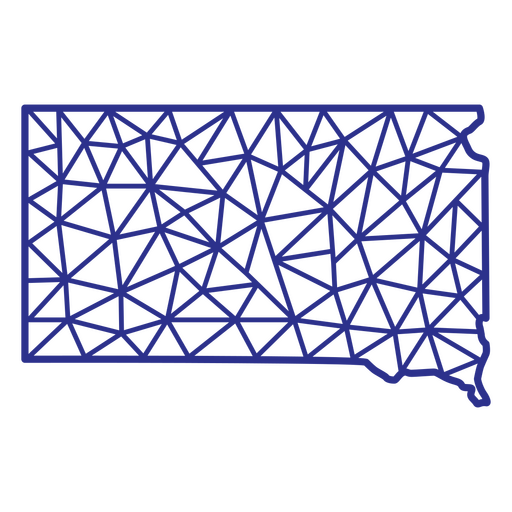 Mapa de Dakota do Sul poligonal