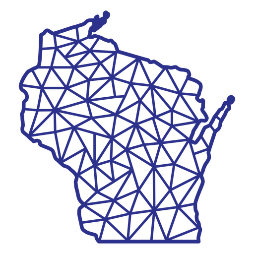 Wisconsin mapa poligonal Diseño PNG