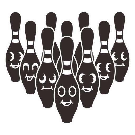 Bowling retro cartoon pins formation PNG Design