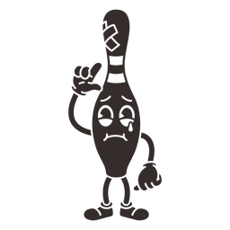 Boliche de pino de desenho retrô triste Desenho PNG
