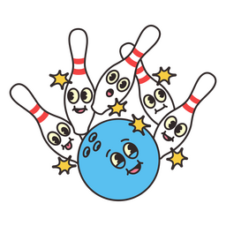 Bowling Retro Cartoon Ball Hitting Pins PNG & SVG Design For T-Shirts