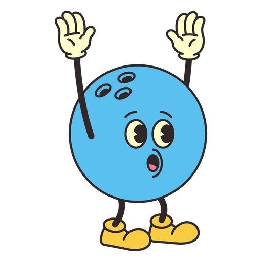 Bowling ball retro cartoon colorful PNG Design