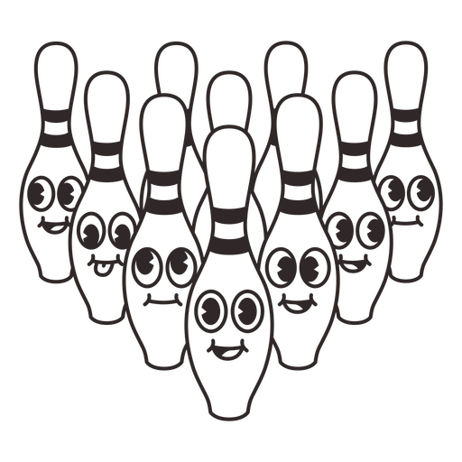 Bowling stroke retro cartoon formation PNG Design