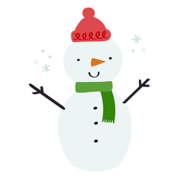 Cute Snowman Wiith Scarf And Hat PNG & SVG Design For T-Shirts