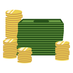 O dinheiro empilha o ícone de contas e moedas Desenho PNG