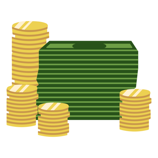 Money stacks bills and coins icon PNG Design