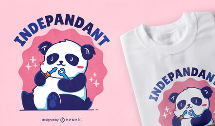 Cute panda bear playing t-shirt design