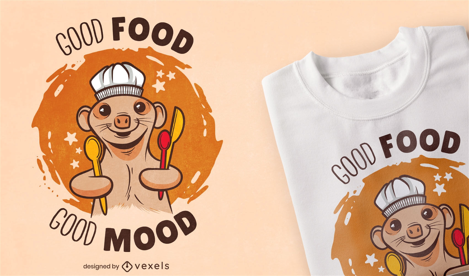 Design de t-shirt de cozinheira de animais Meerkat