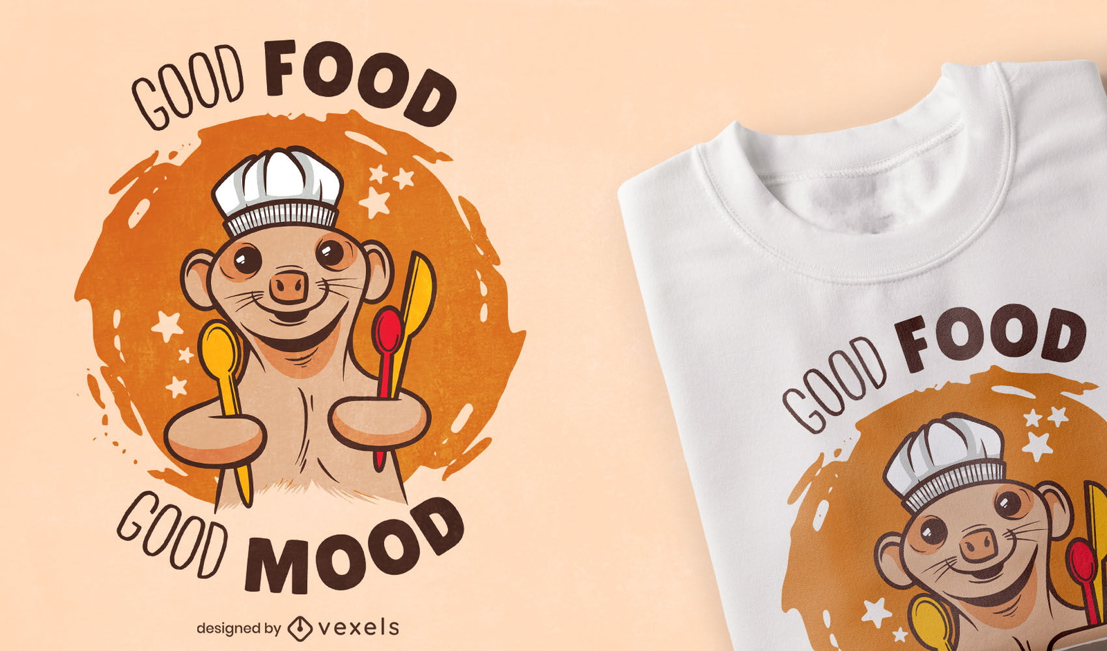 Diseño de camiseta de cocina de chef animal suricata