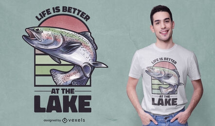 Diseño de camiseta de salto de animales marinos de peces.