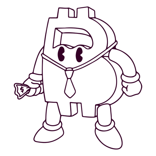 Carácter de dinero de criptomoneda bitcoin Diseño PNG