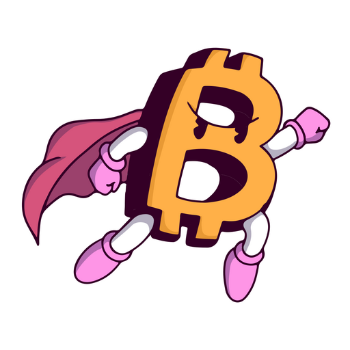Personagem de superpotência em dinheiro Bitcoin