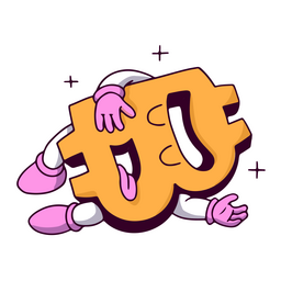 Personaje de dibujos animados muerto de bitcoin Diseño PNG