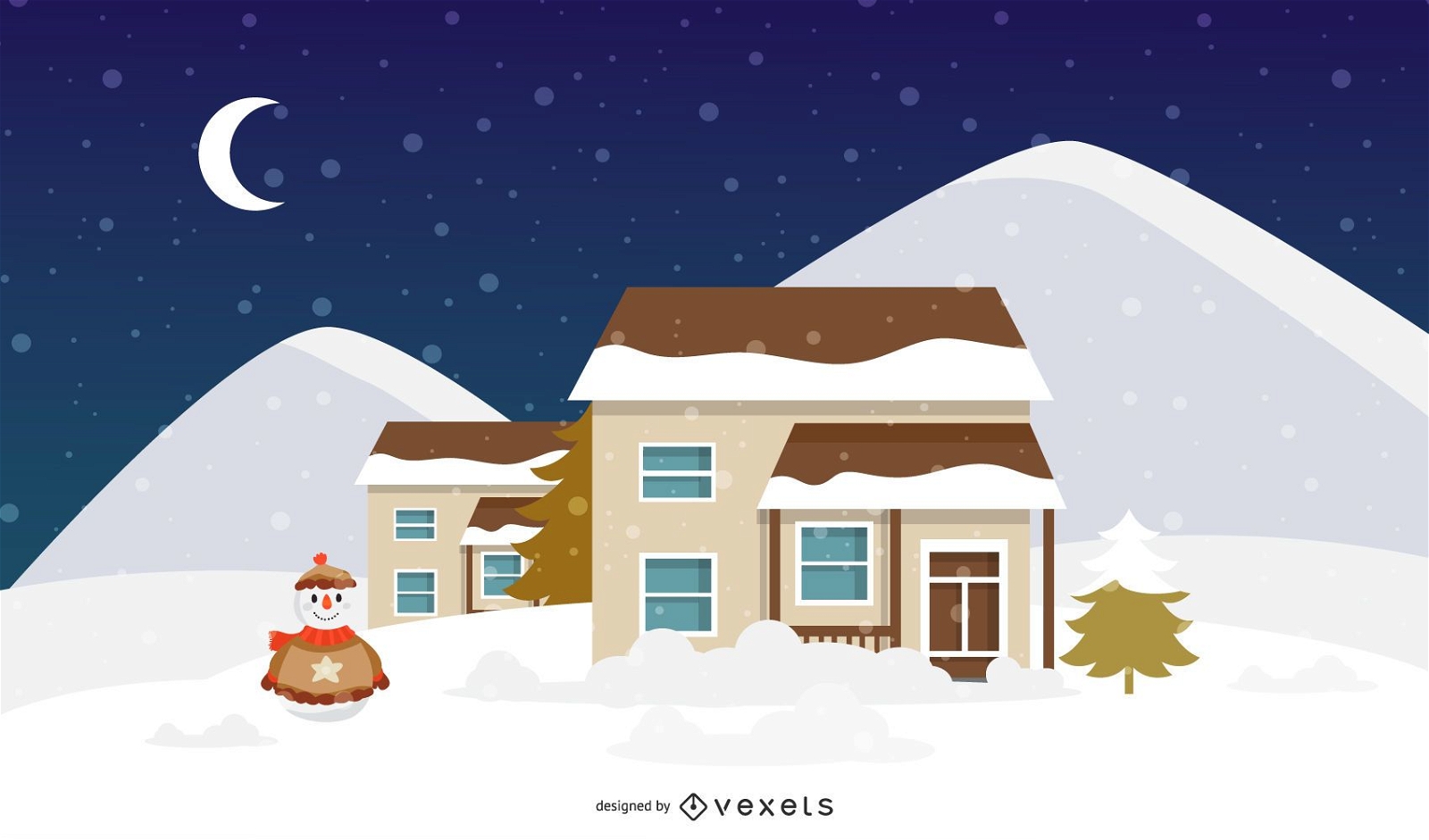 Ilustração da casa do Natal no inverno