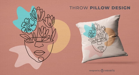 Head flowers nature throw pillow deisgn