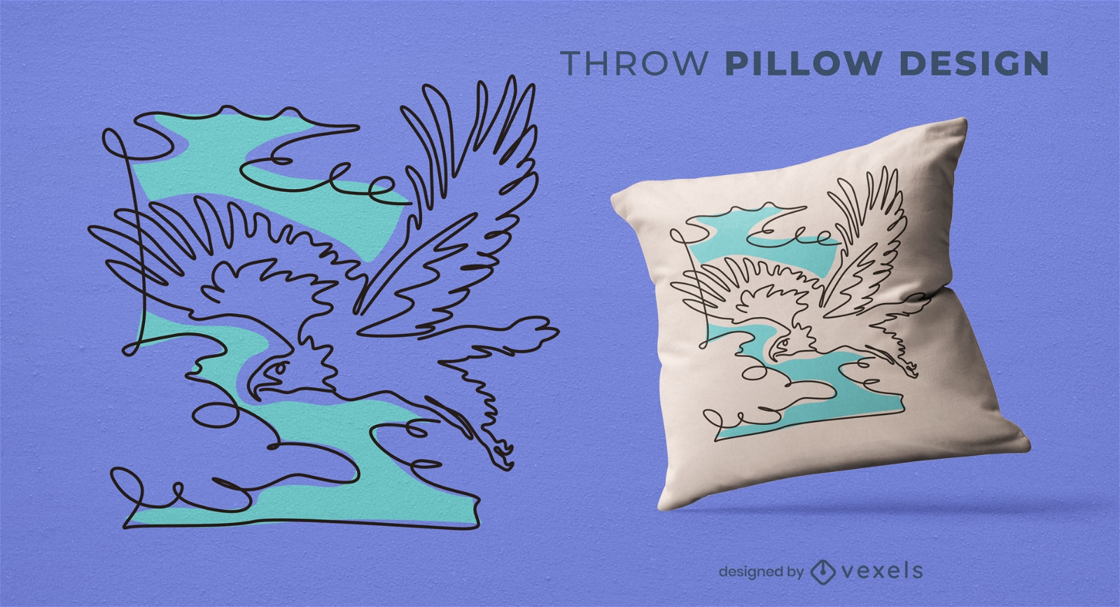 Bird eagle flying throw pillow design