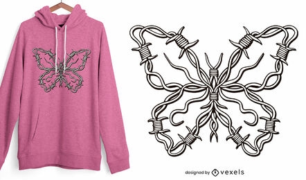 Barbed wire butterfly t-shirt design
