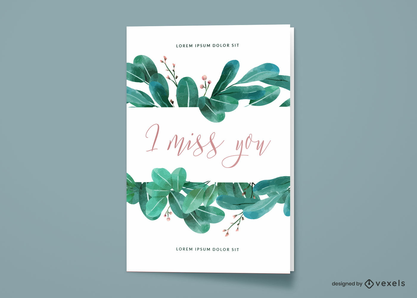 Watercolor leaves greeting card design