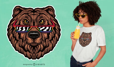 Bear com design de t-shirt de óculos LGBT +
