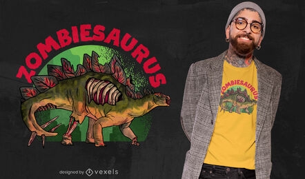 Diseño de camiseta de dinosaurio zombie.