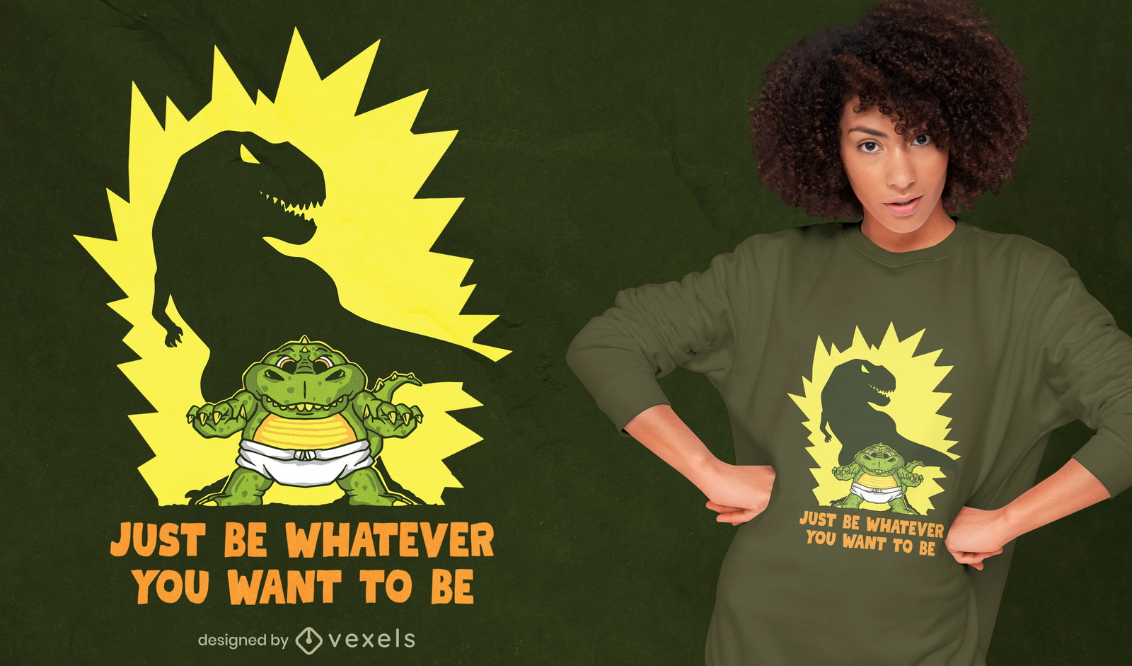 Diseño de camiseta motivacional baby t-rex shadow