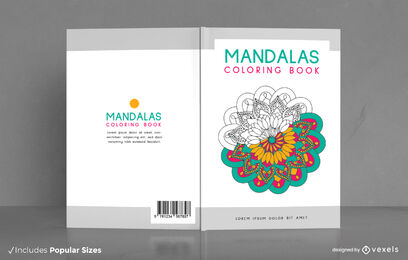 Diseño de portada de libro para colorear mandalas florales