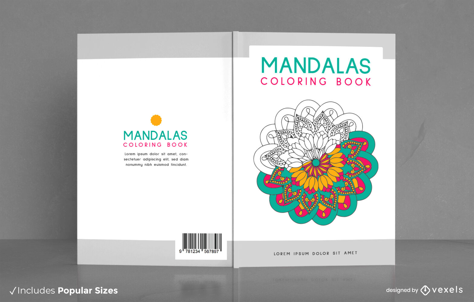 Diseño de portada de libro para colorear mandalas florales