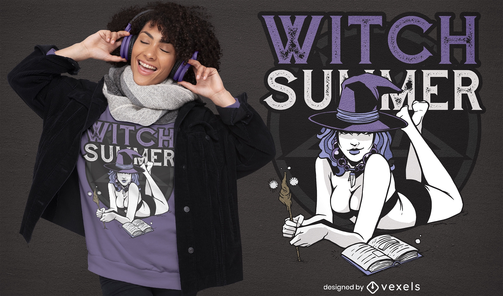 Summer witch magic spells t-shirt design