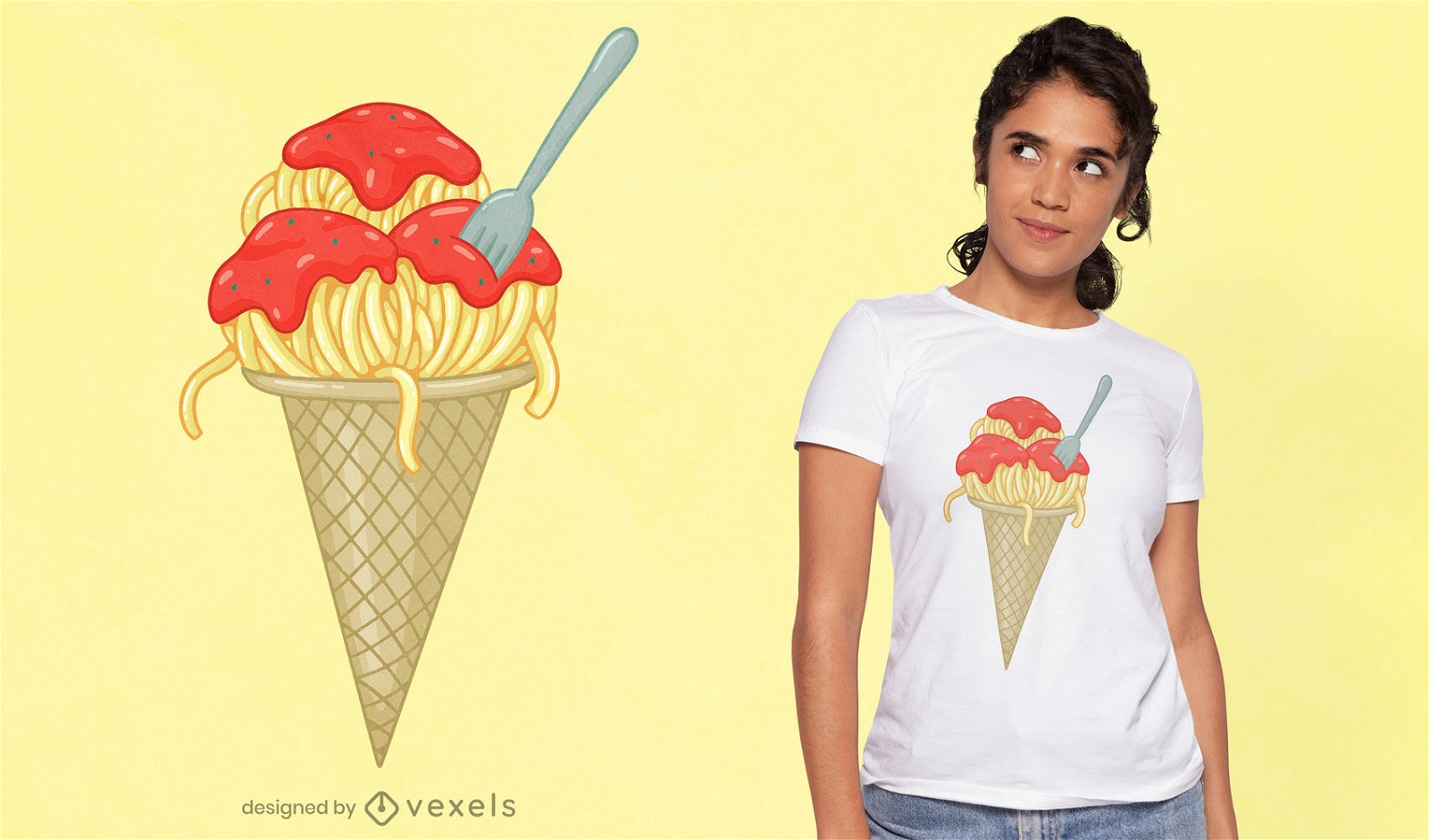Diseño de camiseta de helado de espagueti