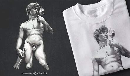David statue wine glass realistic t-shirt psd