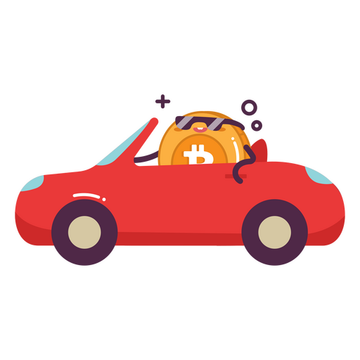 Bitcoin car business character PNG Design