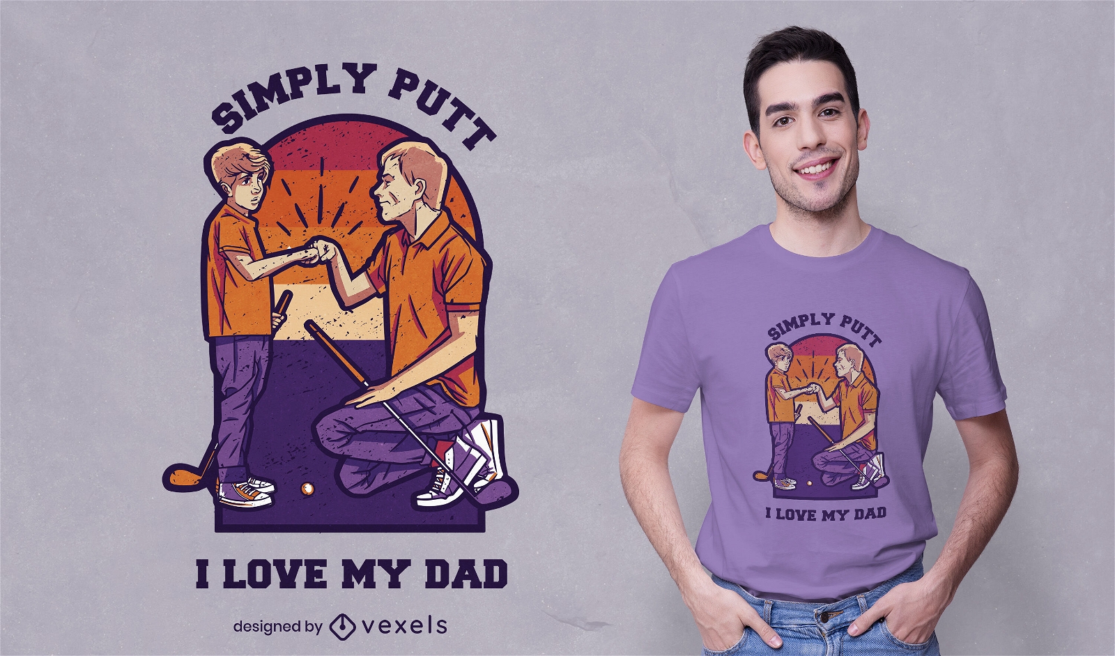 Father and son playing golf t-shirt design