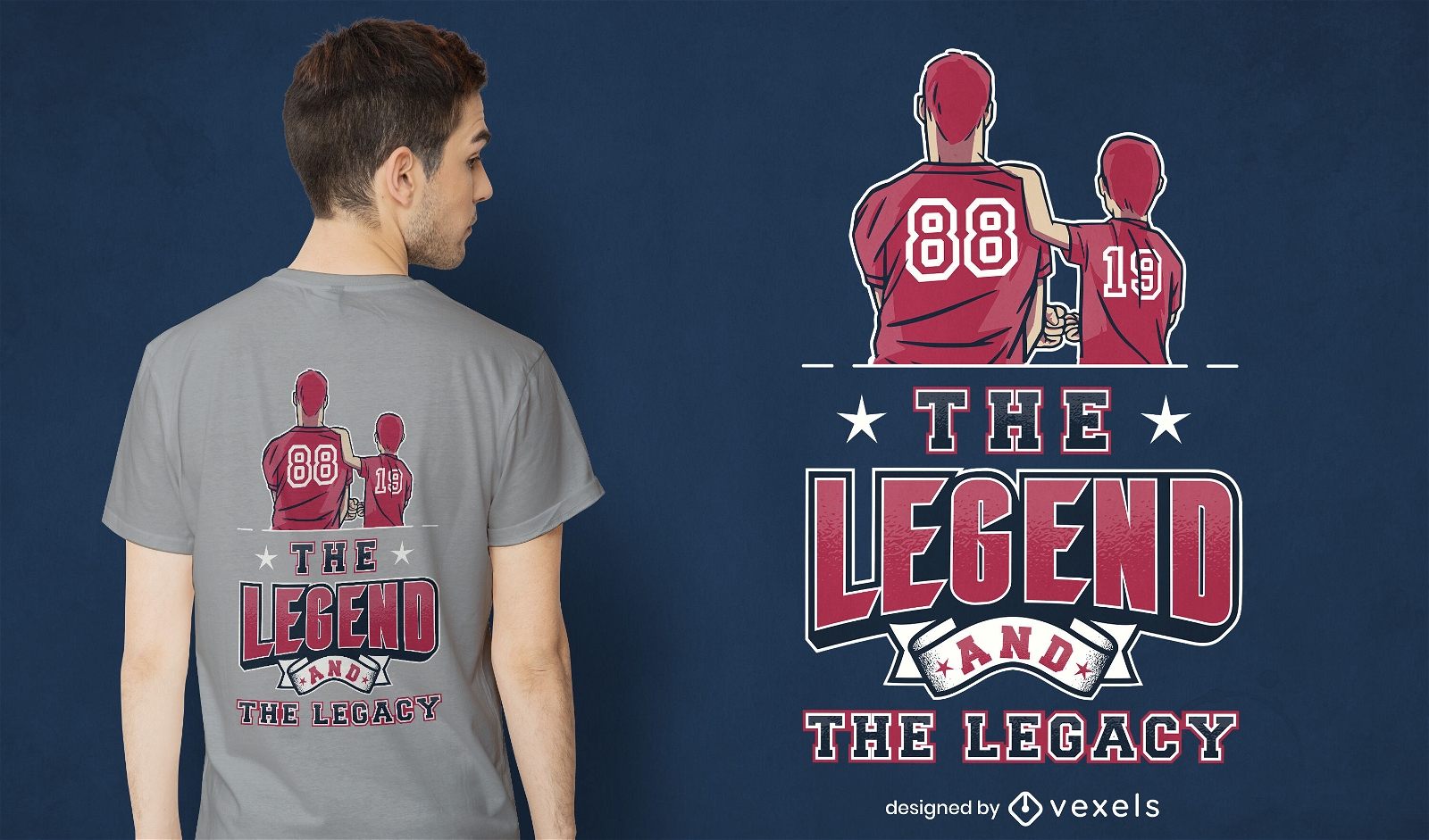 Design de camiseta para a família de jogador de beisebol