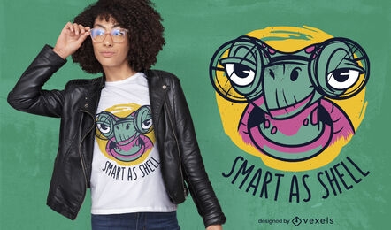 Animal tortuga con diseño de camiseta de gafas.