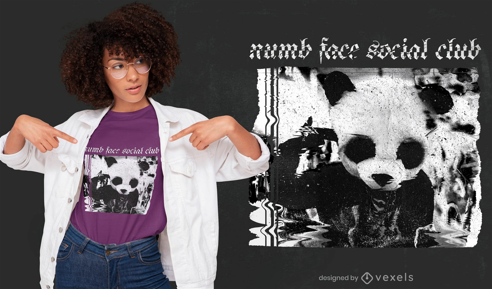 Glitch Panda Kost?m PSD T-Shirt Design