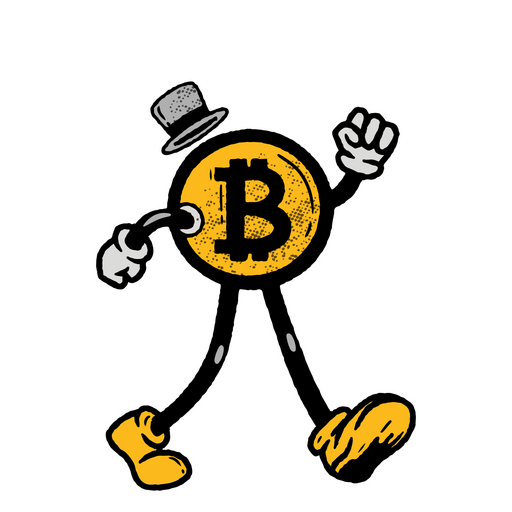 Personagem de desenho retrô de chapéu Bitcoin