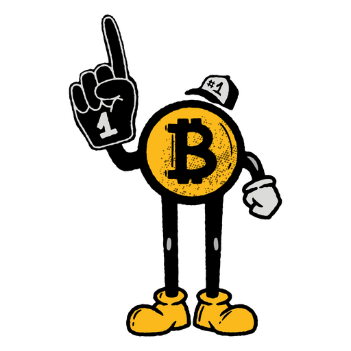 Personagem de desenho retrô de espuma de dedo bitcoin Desenho PNG