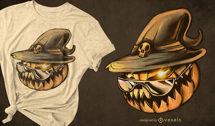 Pumpkin head witch hat halloween t-shirt psd