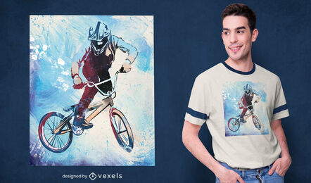 Cooles Biker Stunt Aquarell T-Shirt PSD