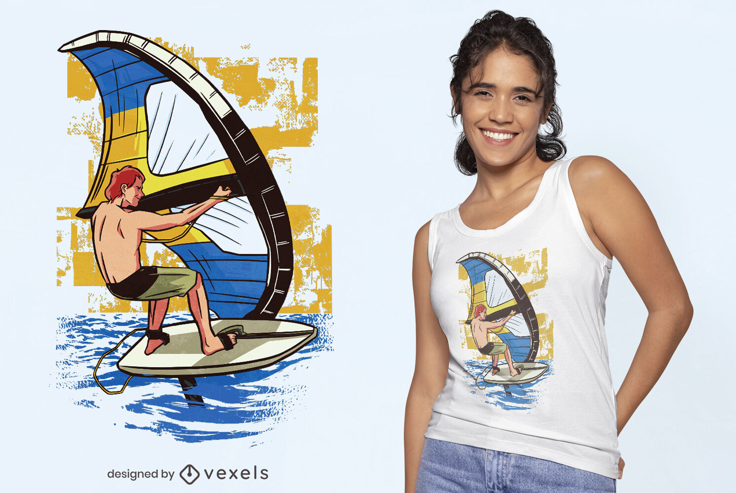 Diseño de camiseta de wing surf.