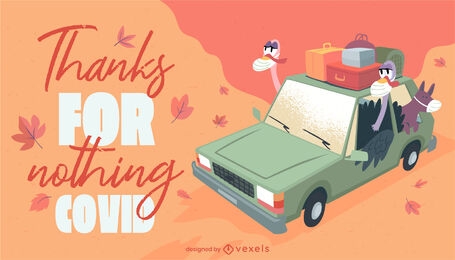 Thanksgiving cartoon turkeys covid lettering