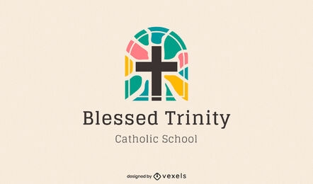 Catholic cross colorful logo