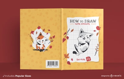 Cute animal drawing book cover design