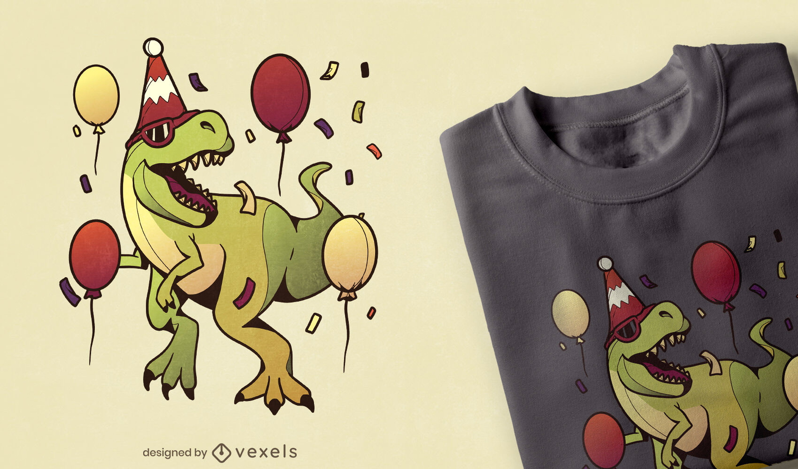 Diseño de camiseta de fiesta de cumpleaños de t-rex.