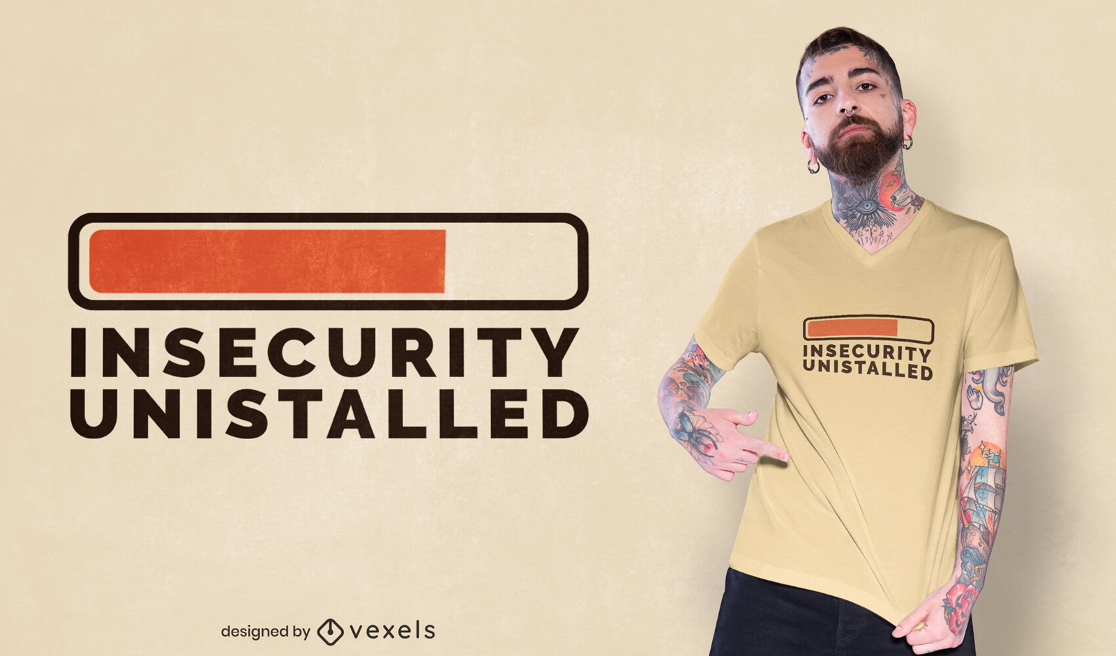 Diseño de camiseta inseguridad sin instalar.