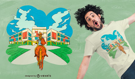 Design de t-shirt da escola para garotas de cavalo