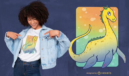 Camiseta psd monstro fofo de Loch Ness