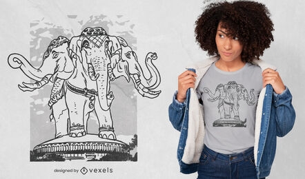 Three-headed elephant t-shirt design